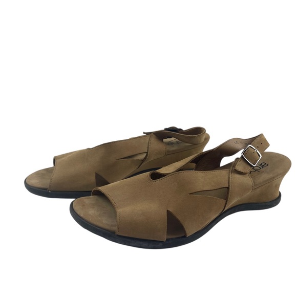Arche France Tan Soft Nubuck Leather Peep Toe Slingback Sandals Sz 40 (9 US) - Picture 1 of 10
